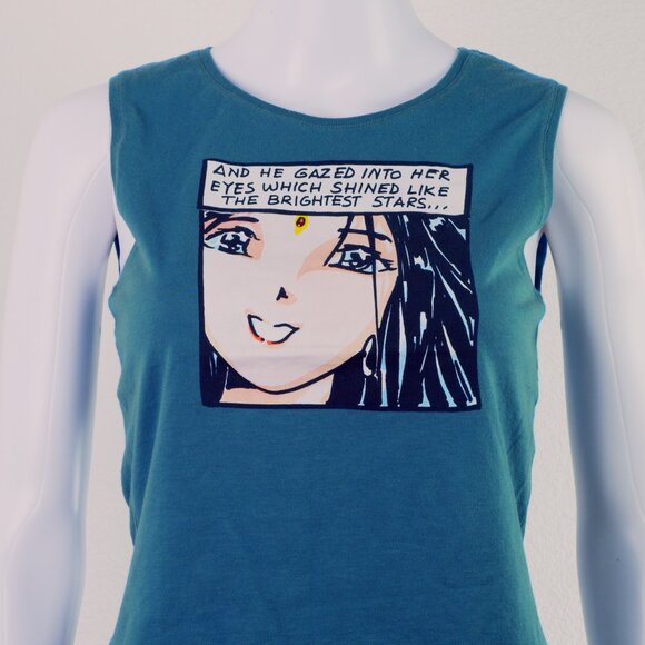 Vintage 90s Moschino Jeans Comic Anime Manga Print T Shirt Size 10 NWOT Rare - Picture 2 of 10